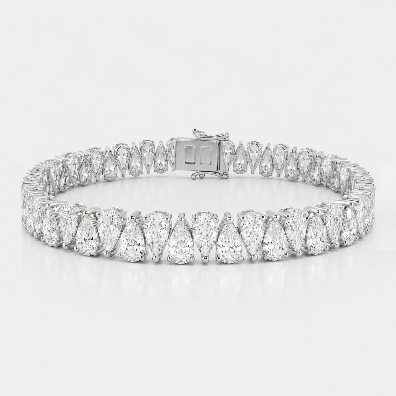 Zig-Zag Pear Lab-Grown Diamond Tennis Bracelet in Gold & Platinum (10–30ct)