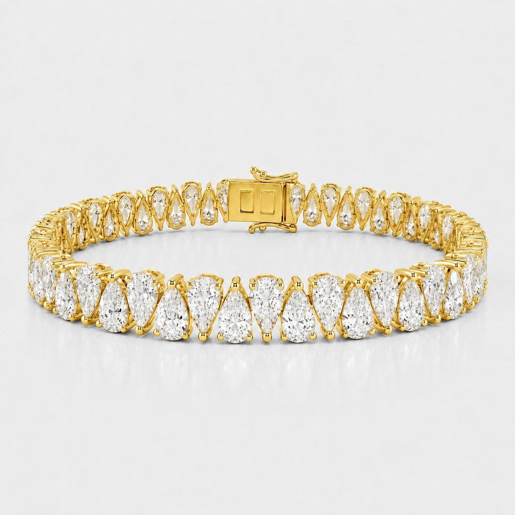 Zig-Zag Pear Lab-Grown Diamond Tennis Bracelet in Gold & Platinum (10–30ct)