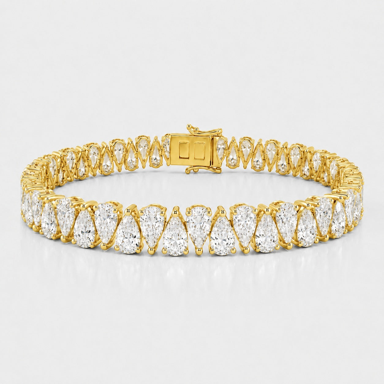 Zig-Zag Pear Lab-Grown Diamond Tennis Bracelet in Gold & Platinum (10–30ct)