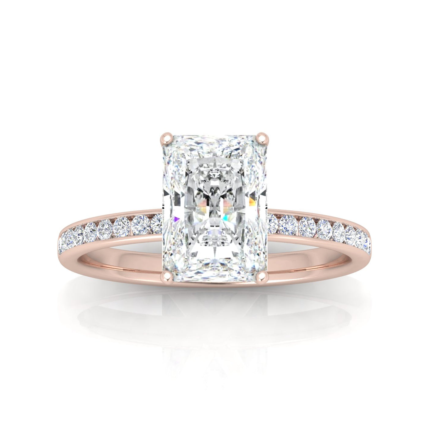 Channel Set Radiant Diamond Engagement Ring