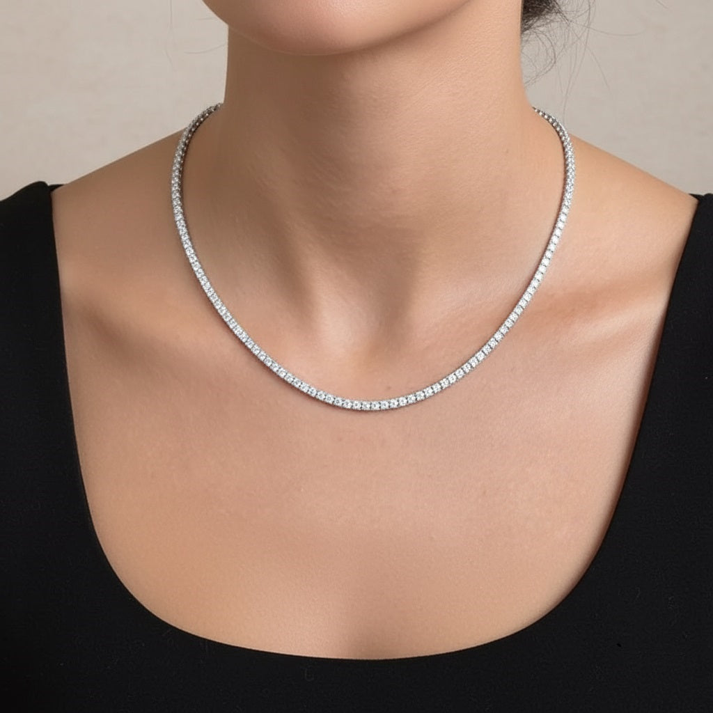 Lab Diamond Tennis Necklace 18.00ct D/VVS Quality in 9K Gold