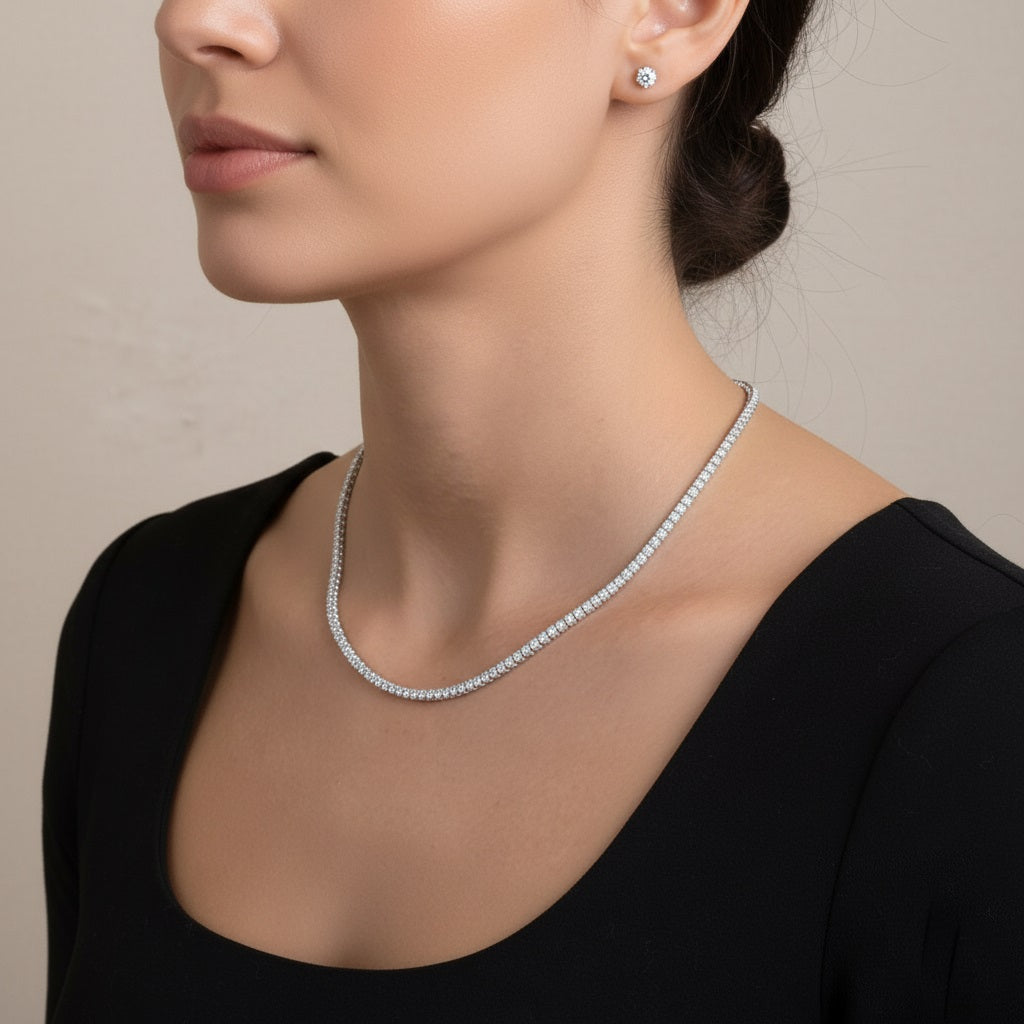 Lab Diamond Tennis Necklace 18.00ct D/VVS Quality in 9K Gold