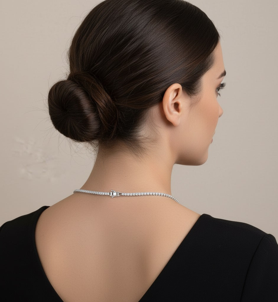 Lab Diamond Tennis Necklace 18.00ct D/VVS Quality in 9K Gold