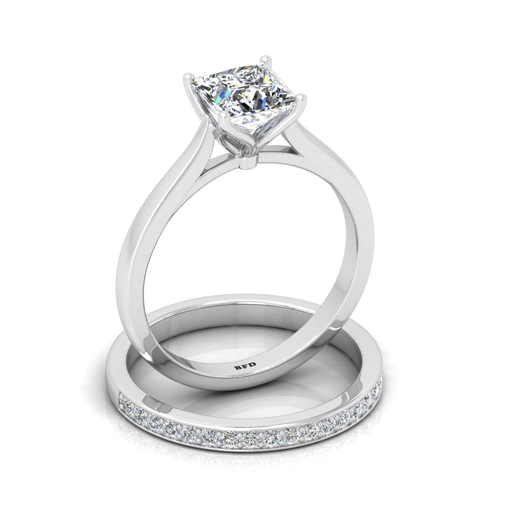 Certified Princess Diamond Bridal Set Engagement Ring