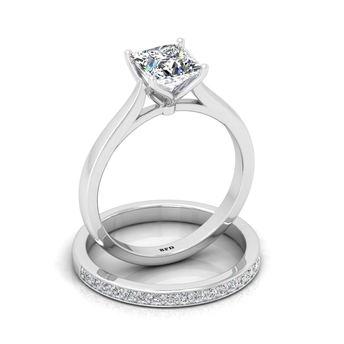 Certified Princess Diamond Bridal Set Engagement Ring