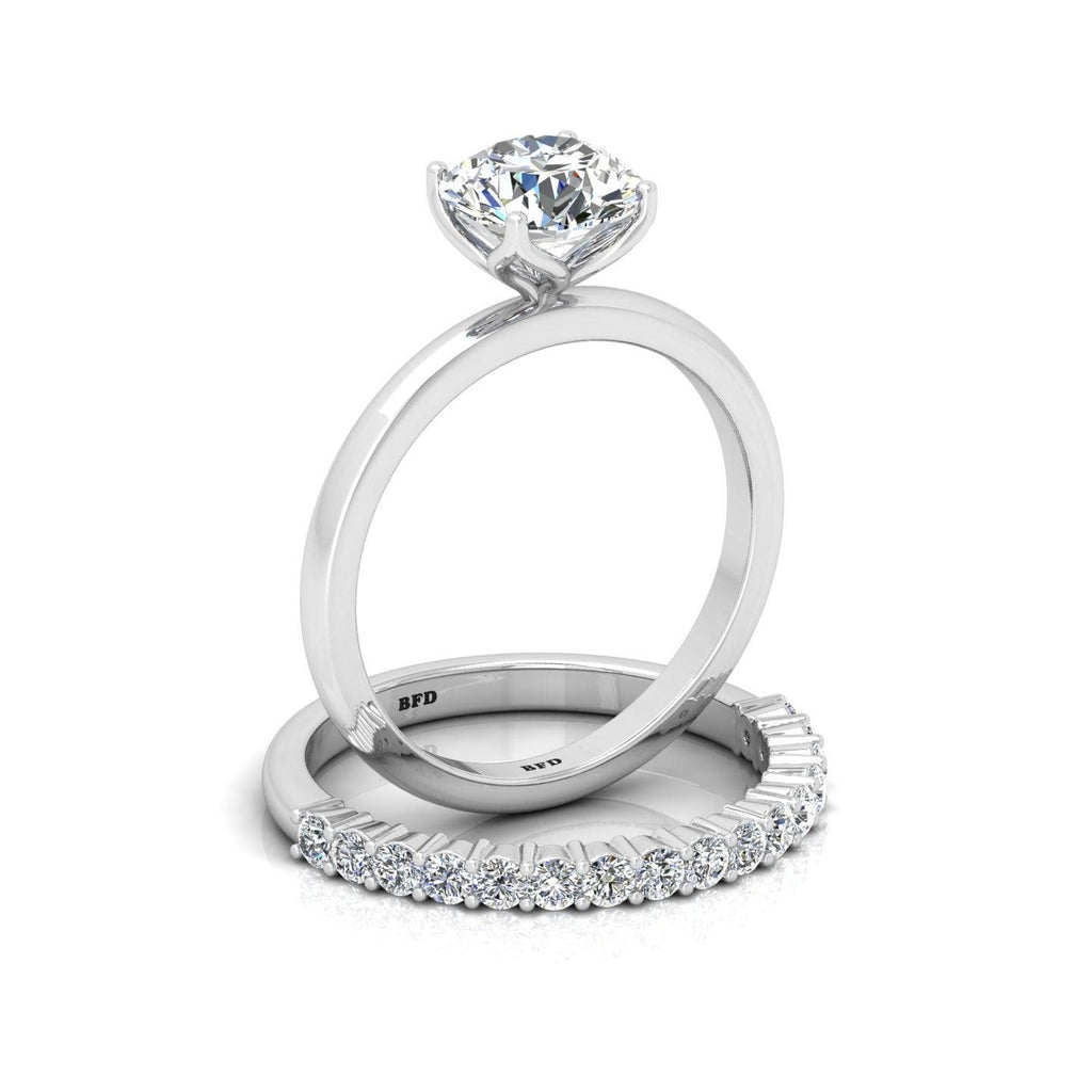 Certified Classic Round Diamond Solitaire Ring With Diamond Matching Band 1.50Ct E/VS