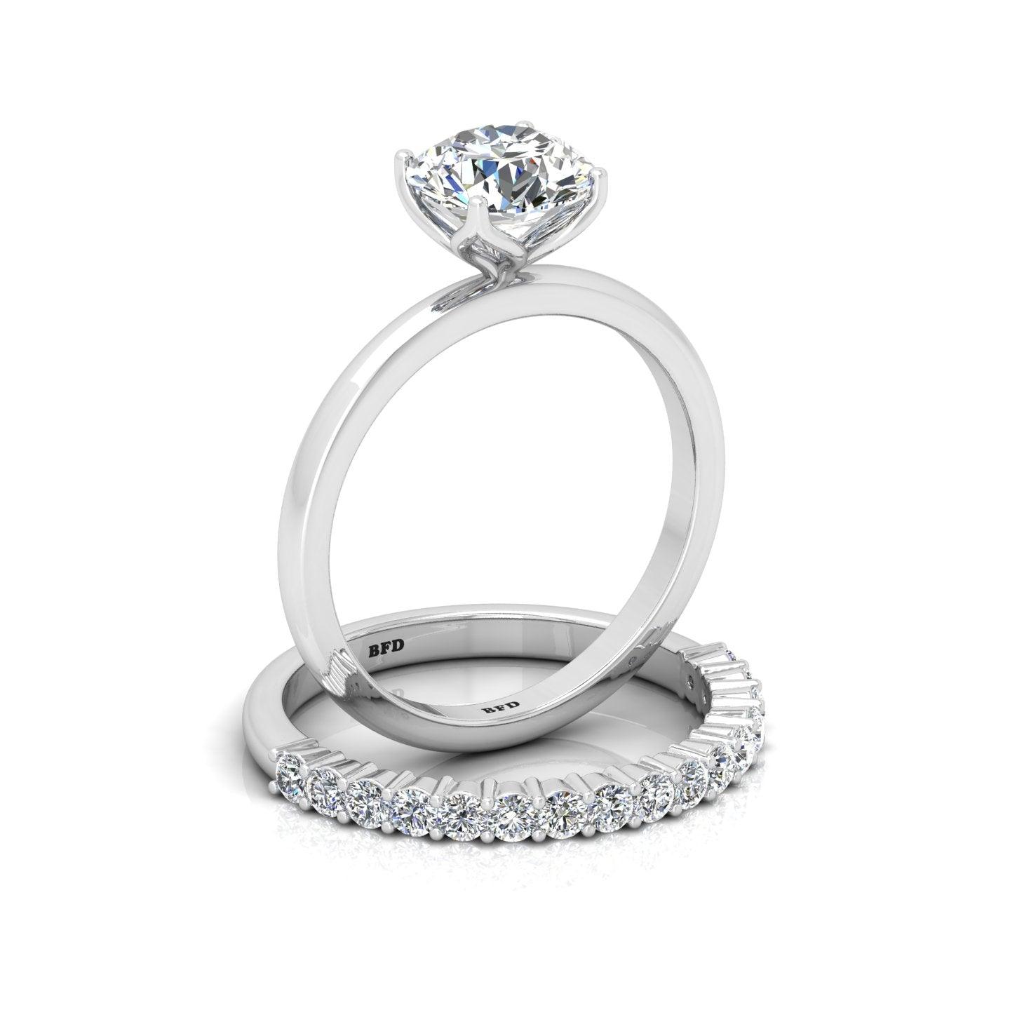 Certified Classic Round Diamond Solitaire Ring With Diamond Matching Band 1.50Ct E/VS
