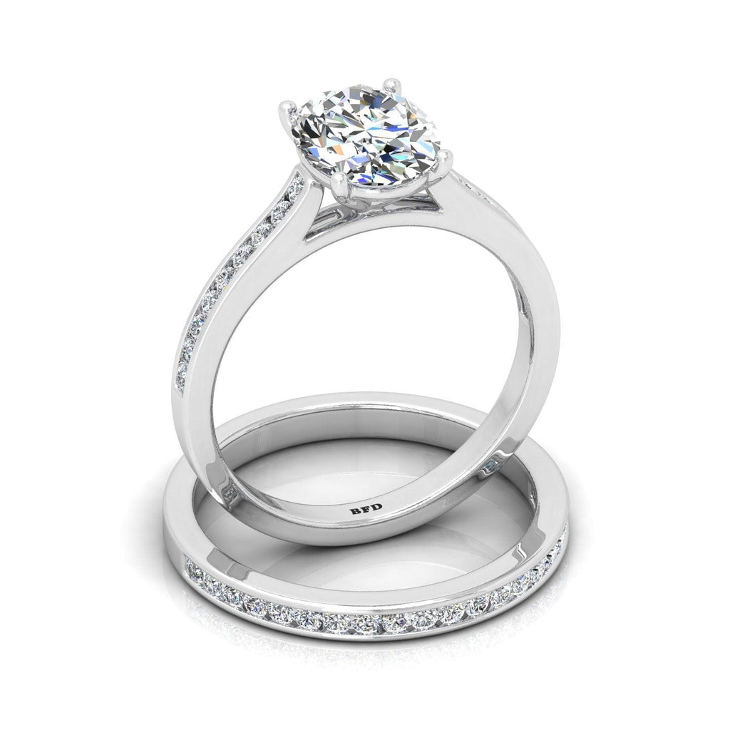 Certified Oval Diamond Bridal Set Engagement Ring With Matching Band 2.00Carat E/VS