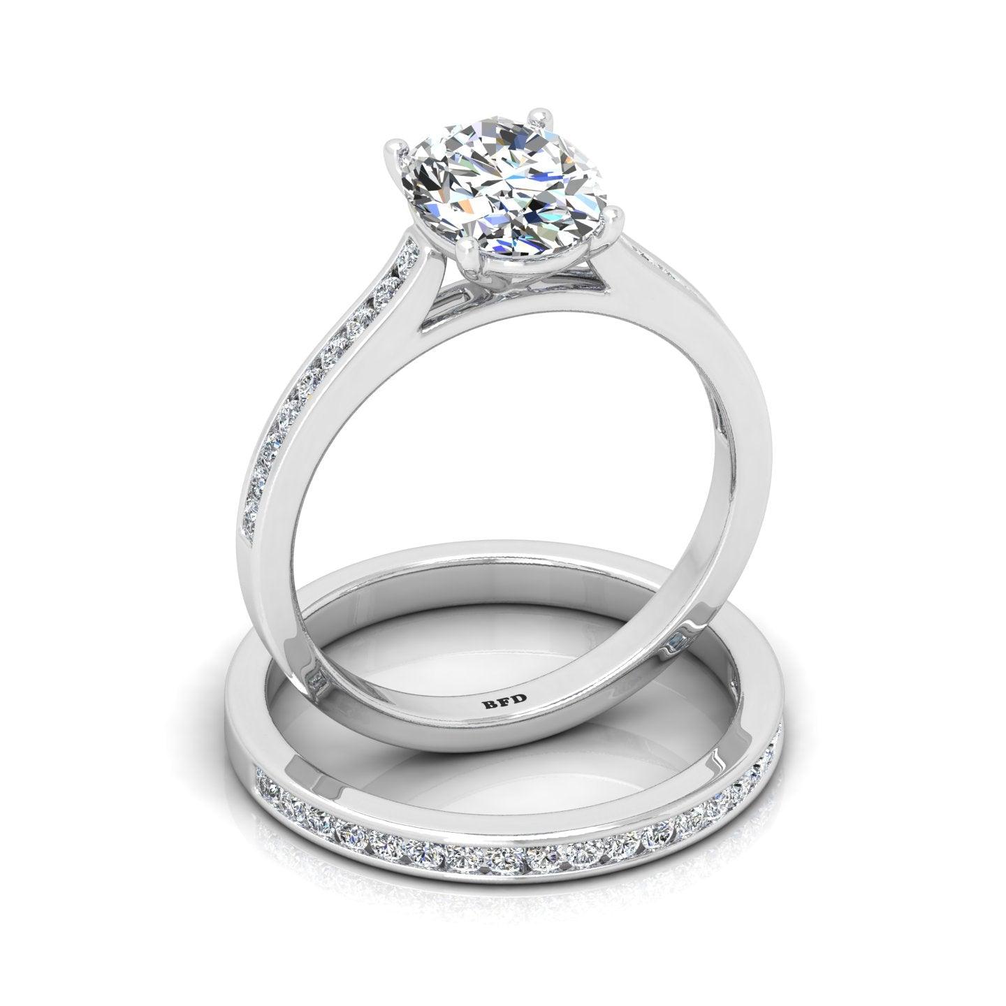 Certified Oval Diamond Bridal Set Engagement Ring With Matching Band 2.00Carat E/VS