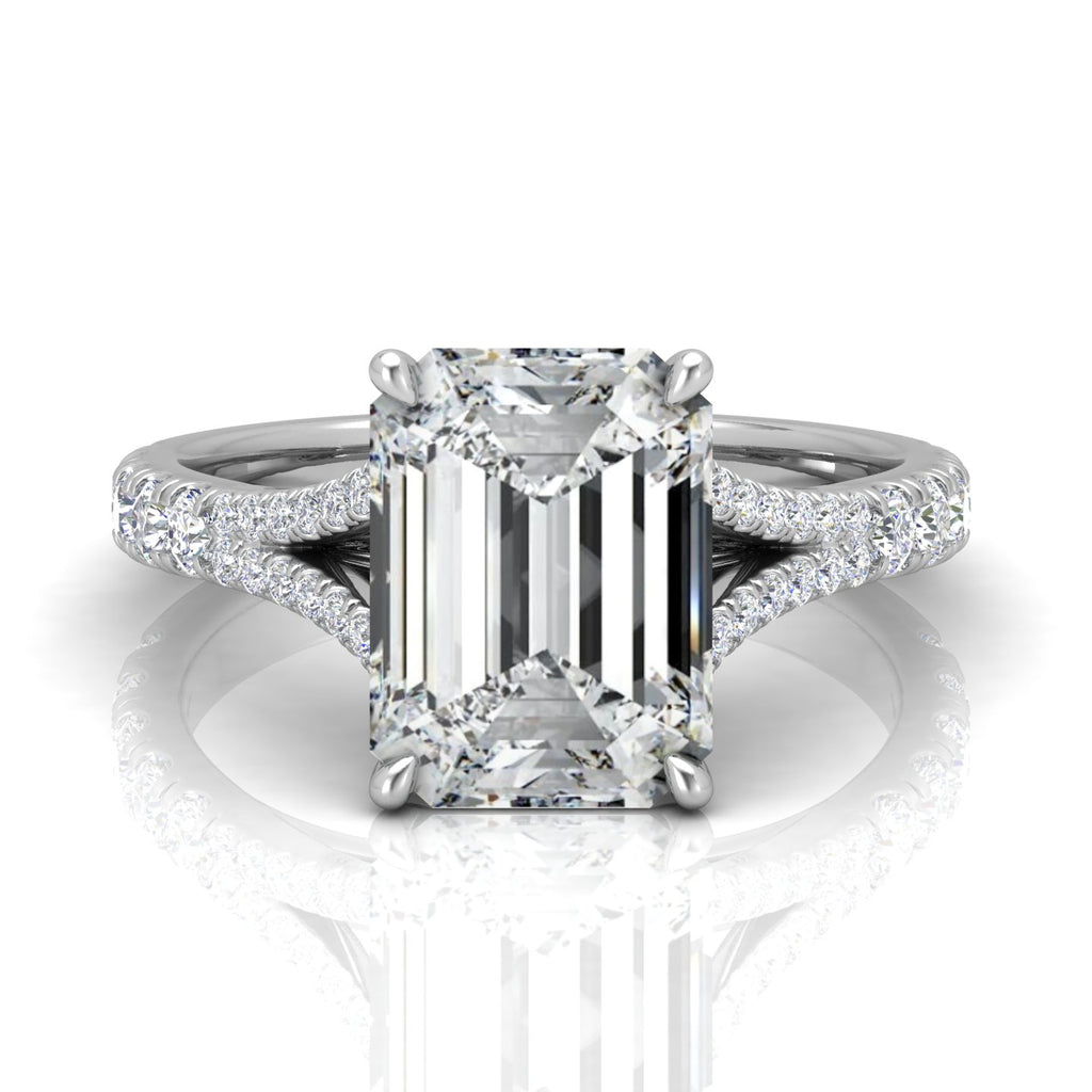 Julie Emerald Diamond Split Shank Engagement Ring