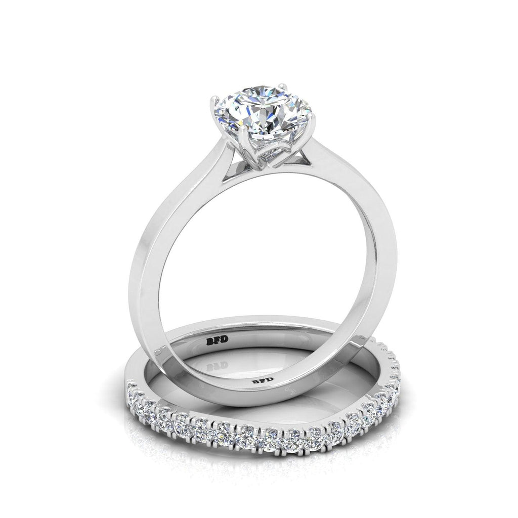 Certified Round Diamond Solitaire Engagement Ring With Curved Matching Band 1.50Carat E/VS