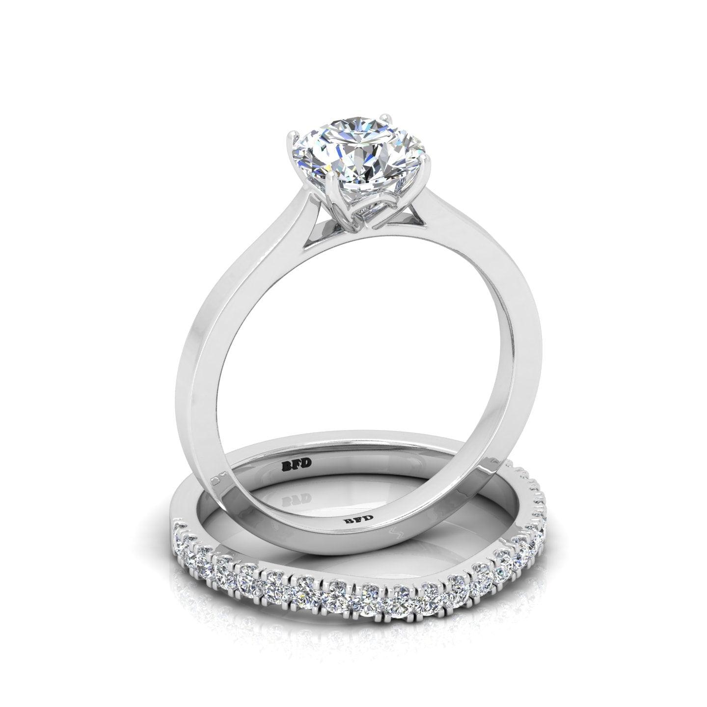 Certified Round Diamond Solitaire Engagement Ring With Curved Matching Band 1.50Carat E/VS