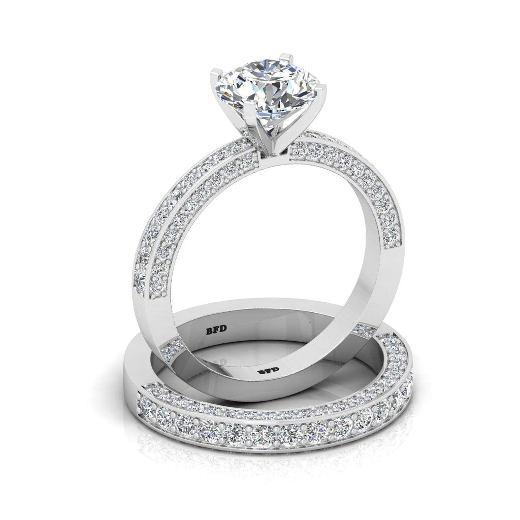 Certified Round Diamond Multi Row Bridal Set Engagement Ring 2.00Carat E/VS