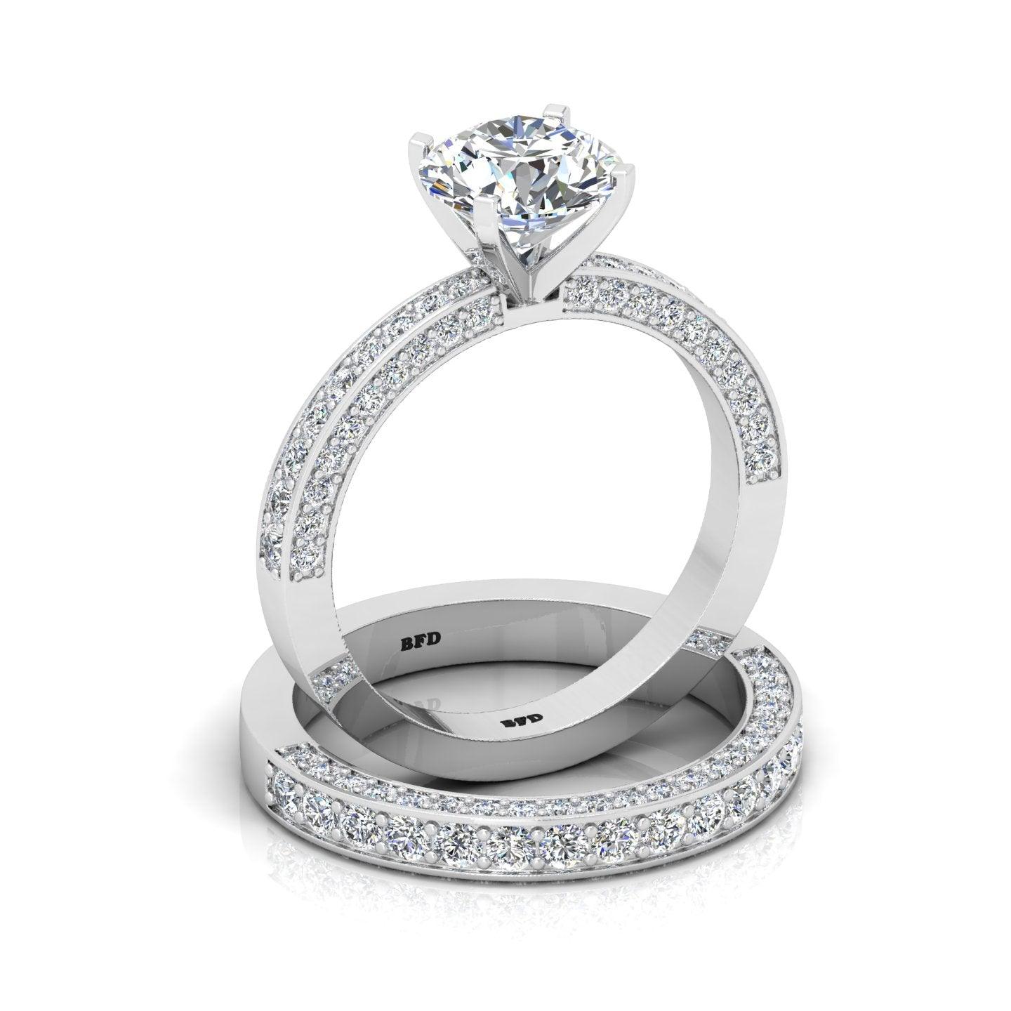 Certified Round Diamond Multi Row Bridal Set Engagement Ring 2.00Carat E/VS