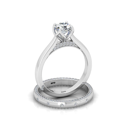 Certified Classic Round Diamond Bridal Set Engagement Ring With Matching Band 2.00Carat E/VS