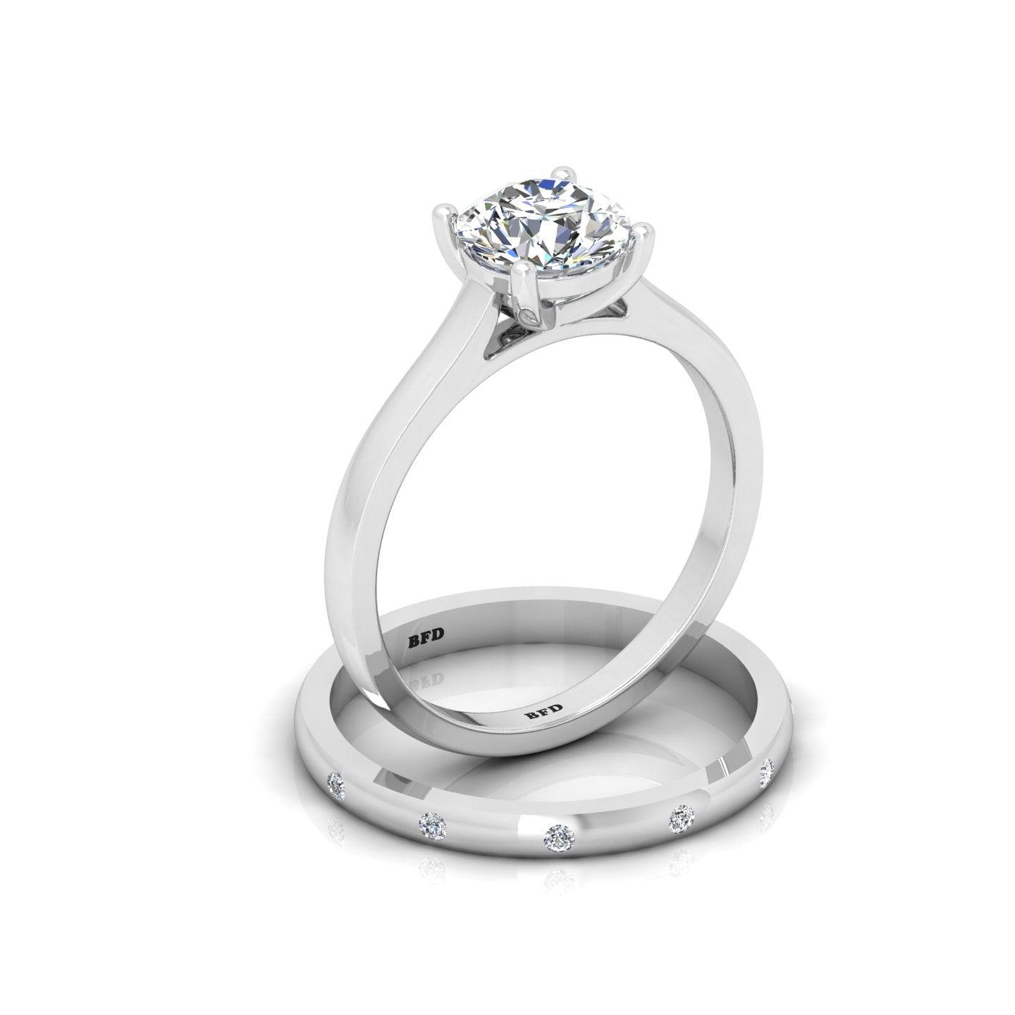 Certified Classic Round Diamond Solitaire Engagement Ring With Band 1.20ct E/VS