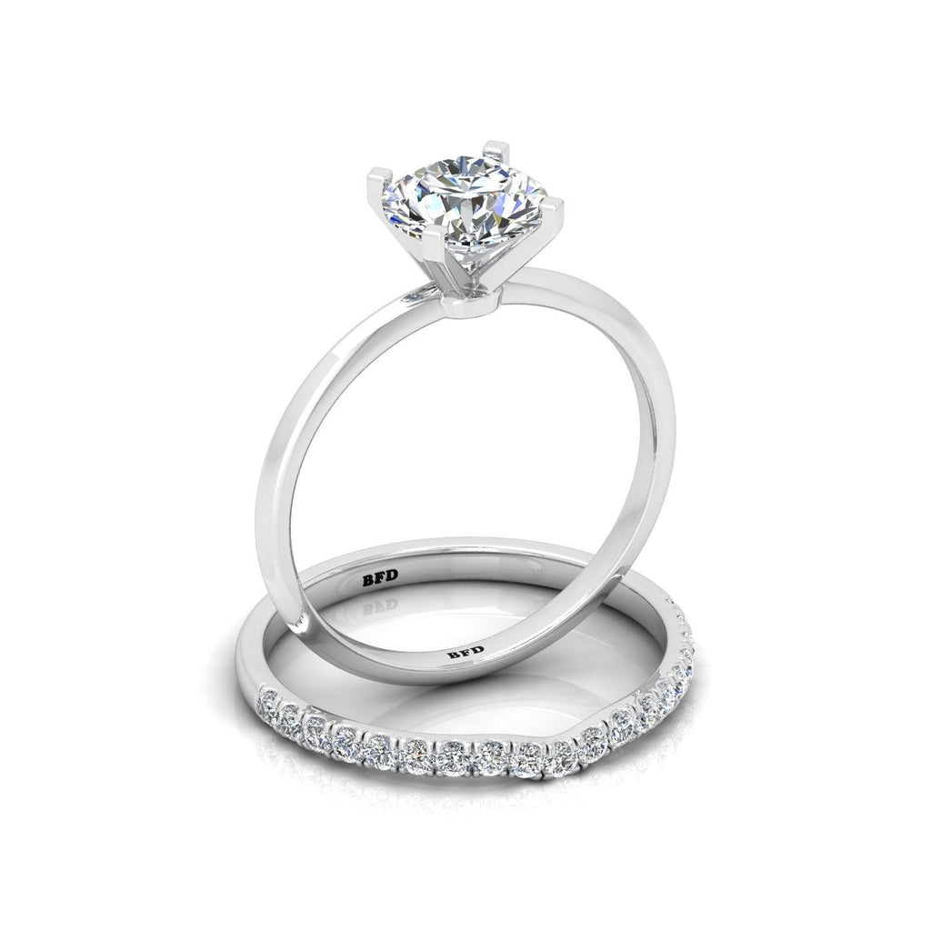 Certified Round Diamond Solitaire Ring With Matching Band 1.50Carat E/VS