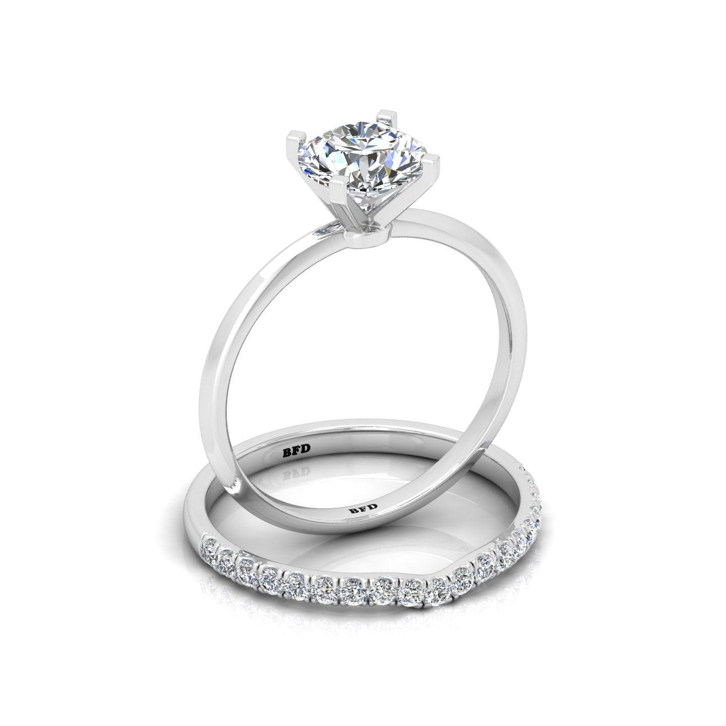 Certified Round Diamond Solitaire Ring With Matching Band 1.50Carat E/VS