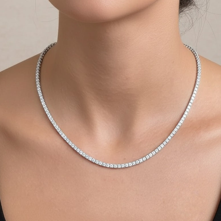 Lab Diamond Tennis Necklace 18.00ct D/VVS Quality in 9K Gold