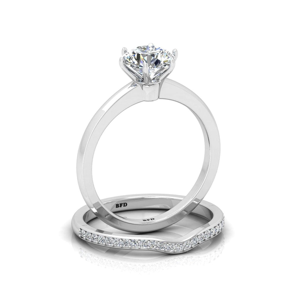 Certified Round Diamond Engagement Ring With Curved Matching Band 1.50Carat E/VS