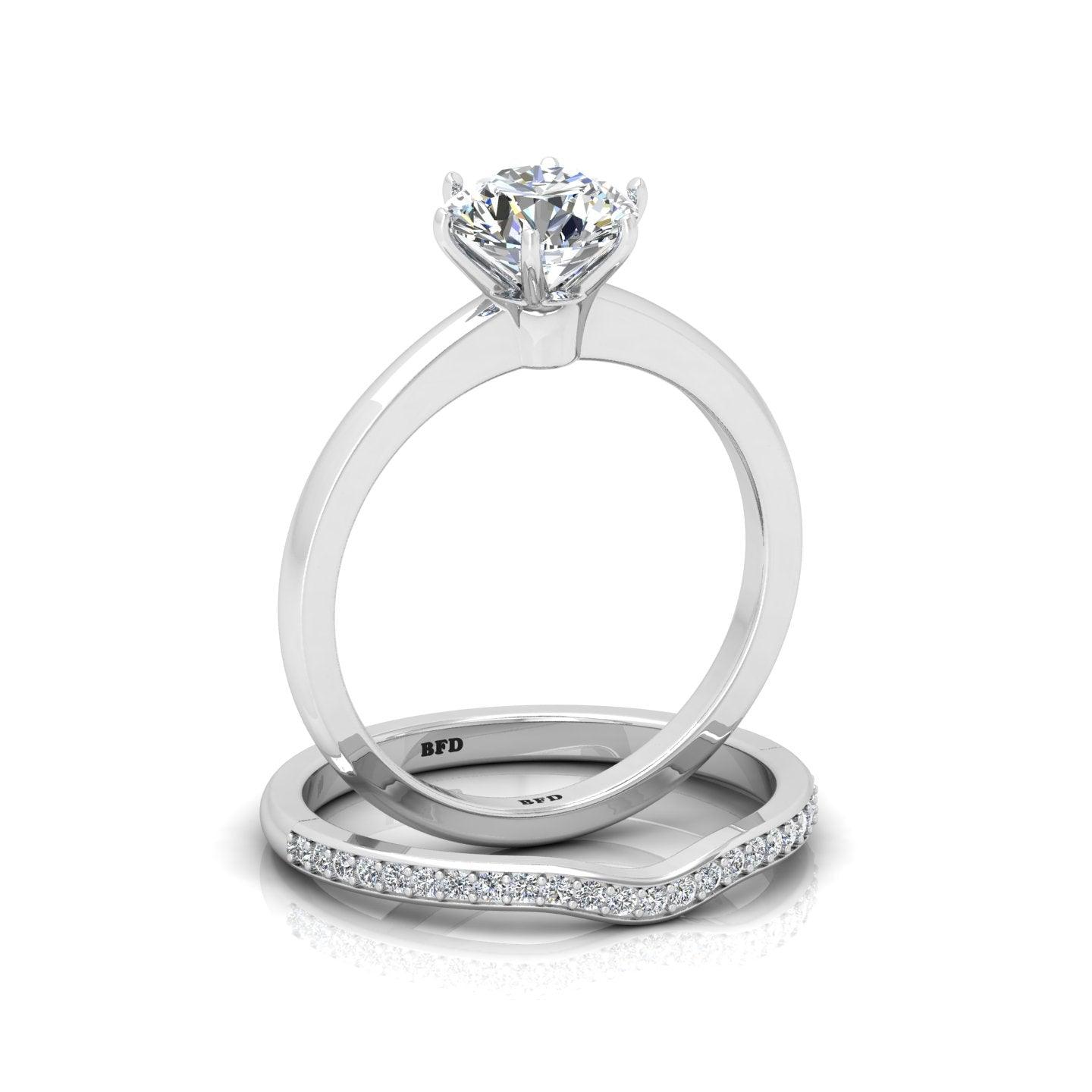 Certified Round Diamond Engagement Ring With Curved Matching Band 1.50Carat E/VS