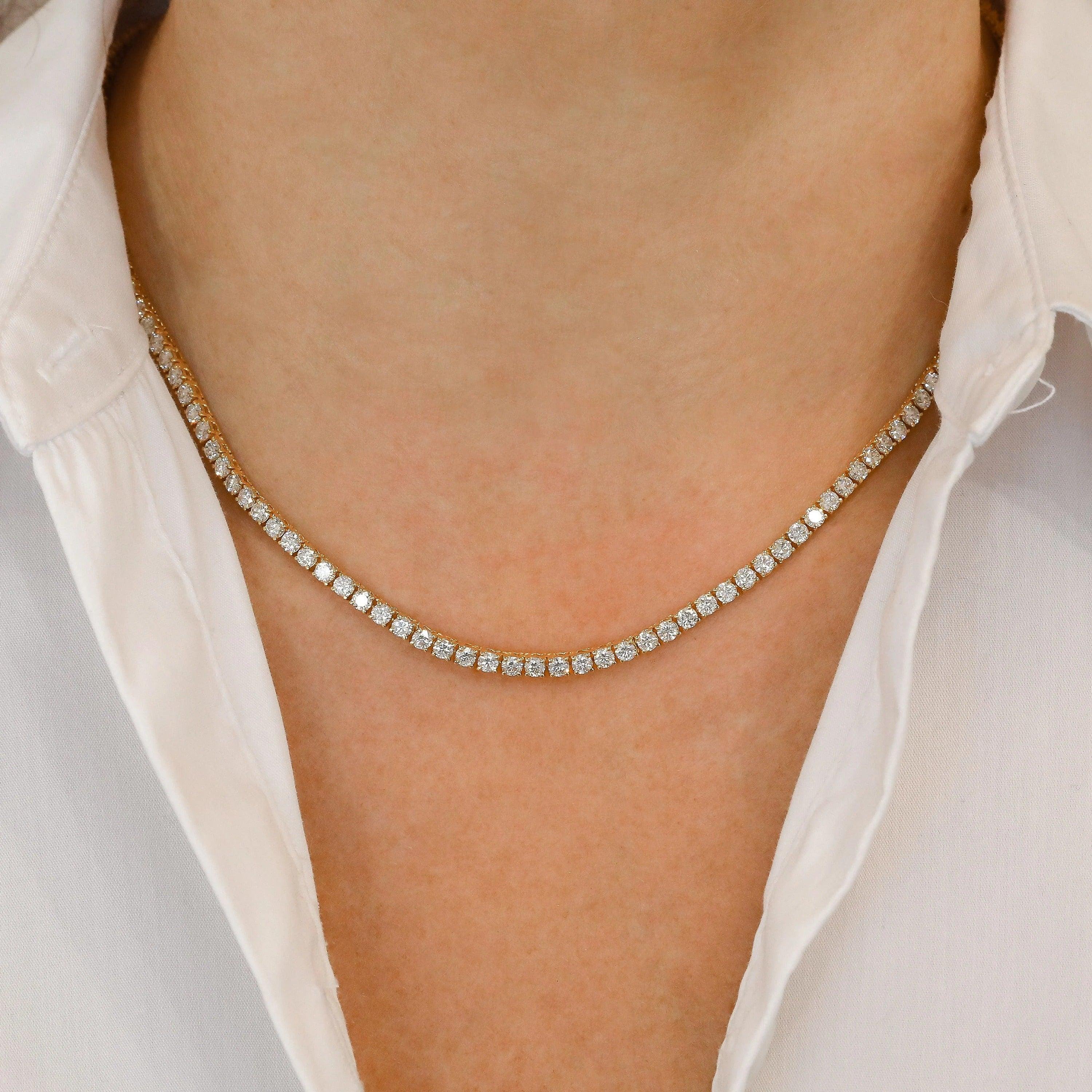 Clearance ! 14.50ct D/VVS Lab Diamond Tennis Necklace in 9K White Gold