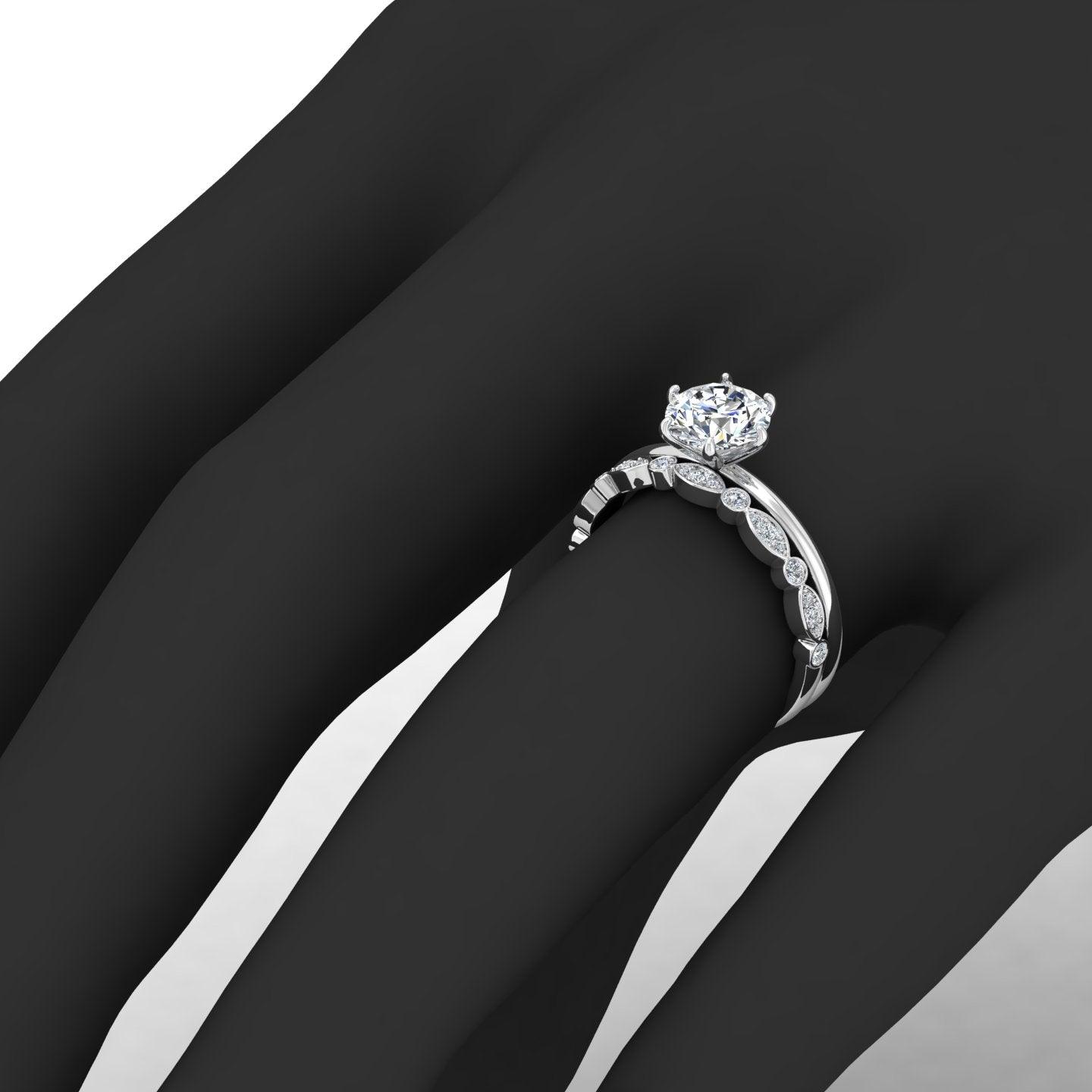 Certified 6 Claw Round Diamond Solitaire Ring With Matching Band