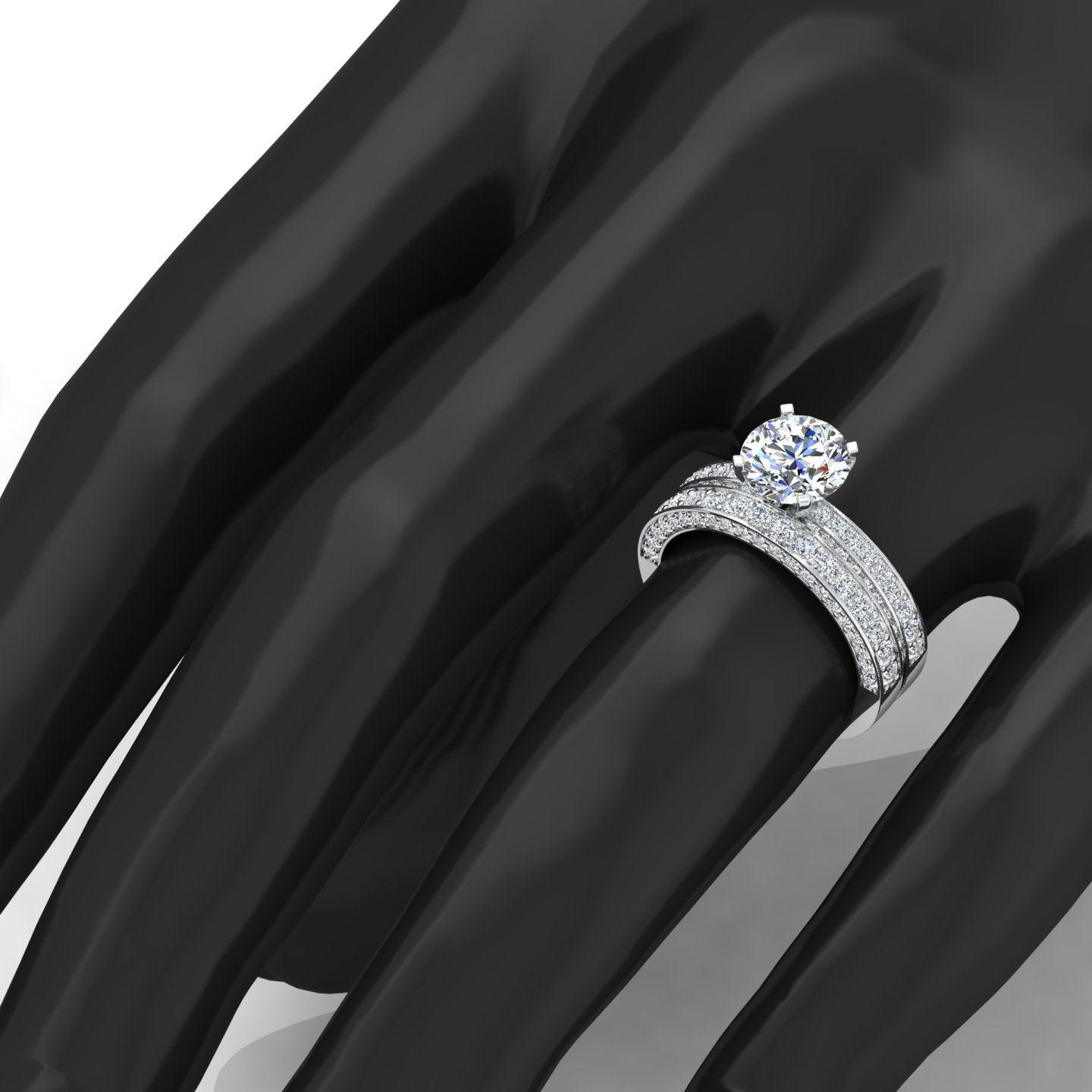 Certified Round Diamond Multi Row Bridal Set Engagement Ring 2.00Carat E/VS