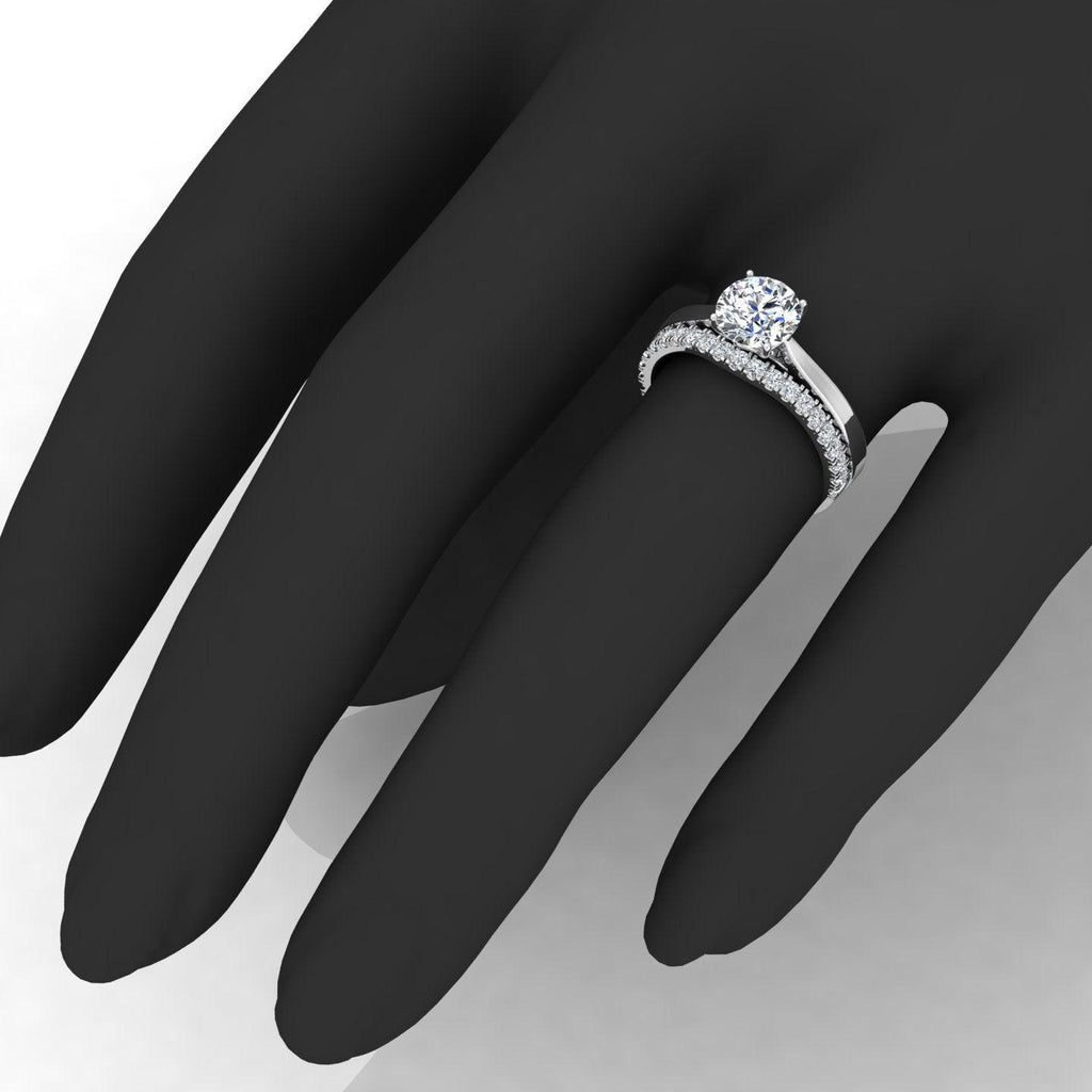Certified Round Diamond Solitaire Engagement Ring With Curved Matching Band 1.50Carat E/VS