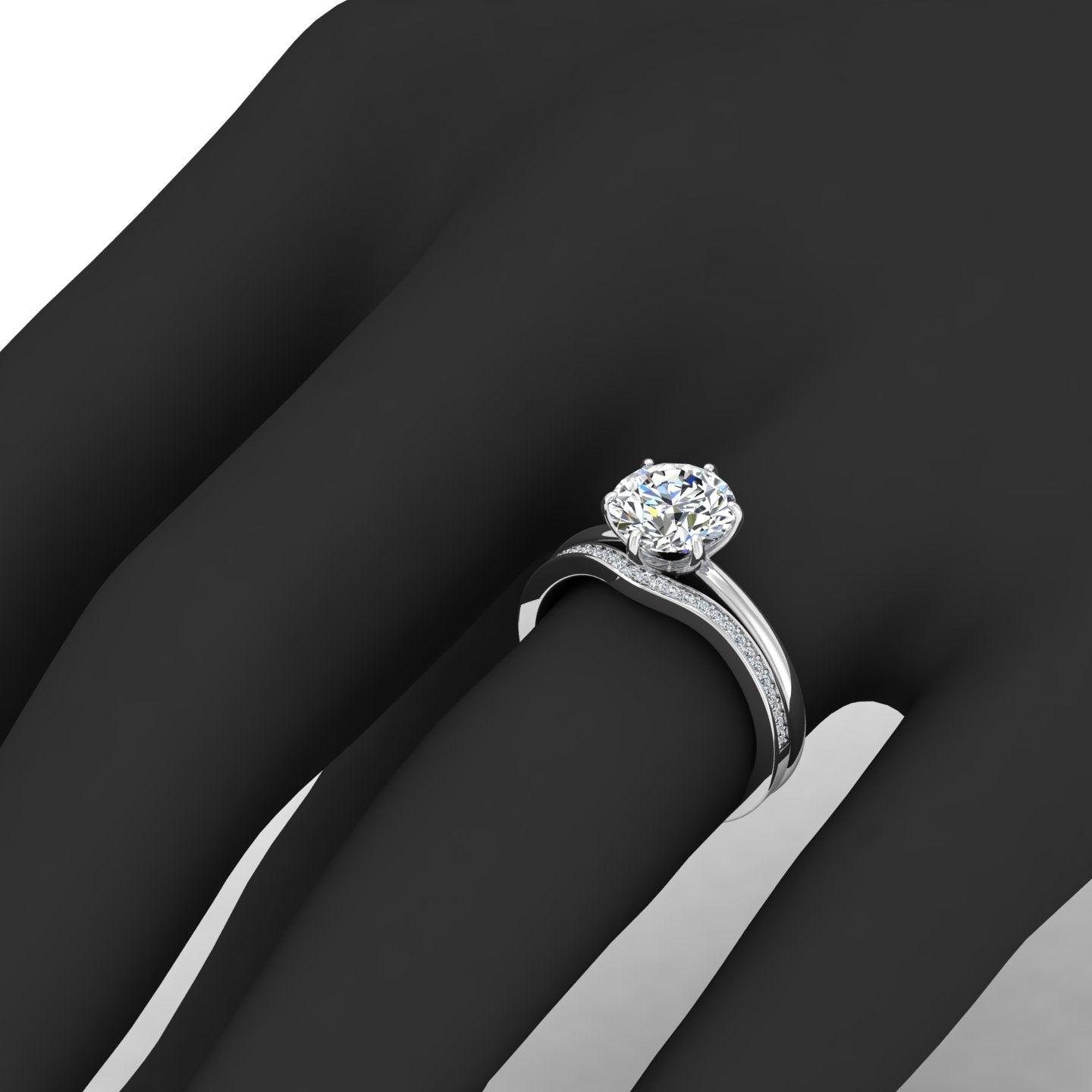 Certified 6 Claw Round Diamond Solitaire Ring With Matching Band