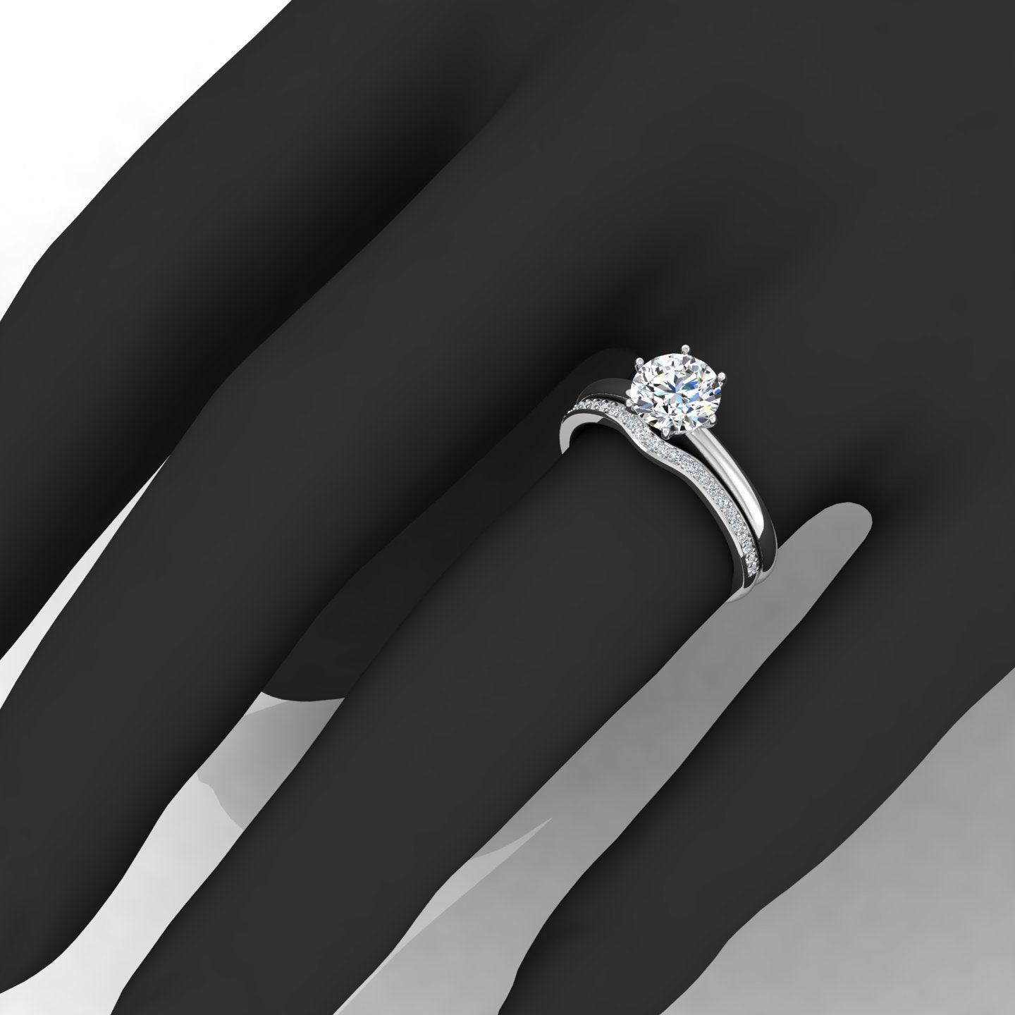 Certified Round Diamond Engagement Ring With Curved Matching Band 1.50Carat E/VS
