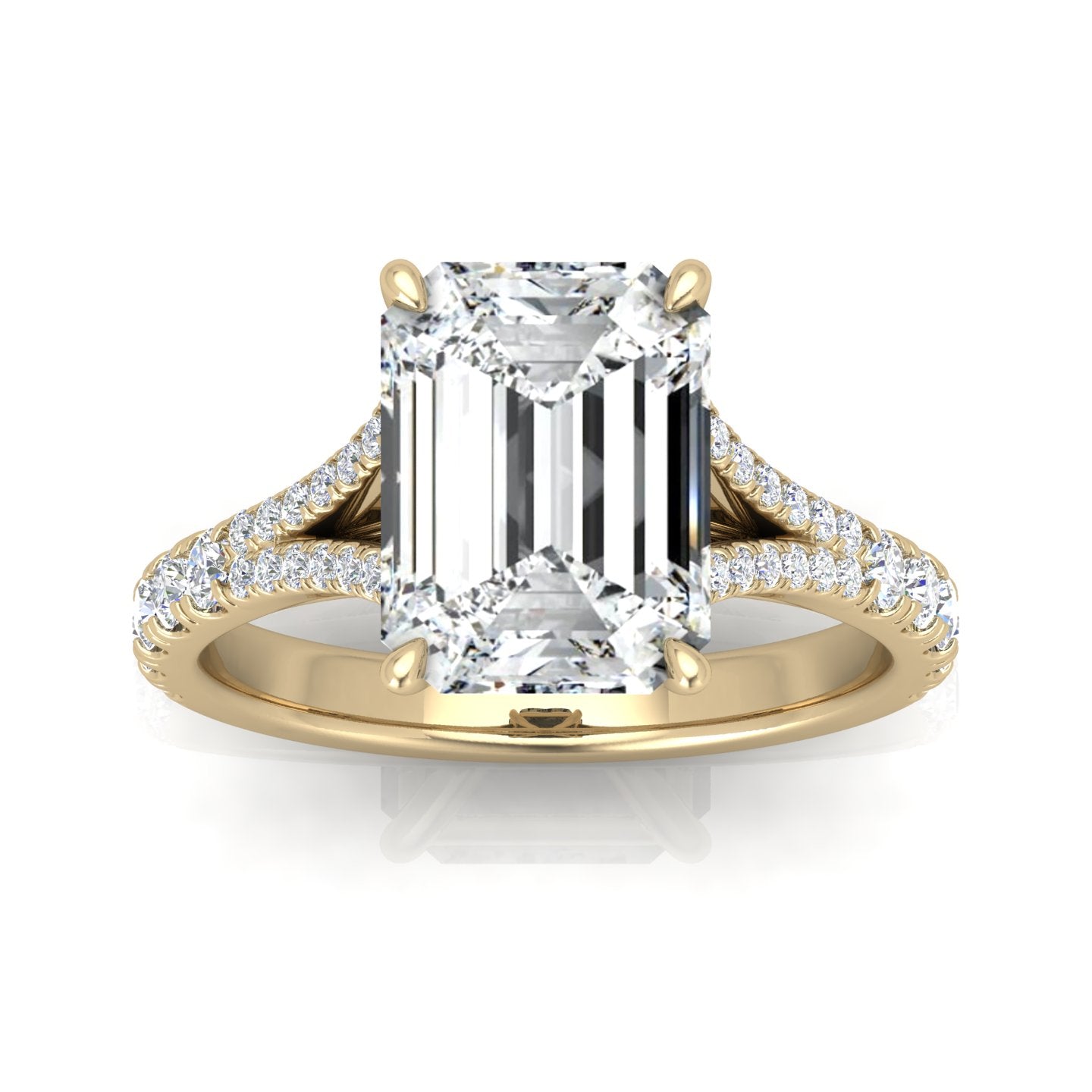 Julie Emerald Diamond Split Shank Engagement Ring