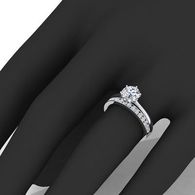 Certified 6 Claw Round Diamond Solitaire Ring With Matching Band