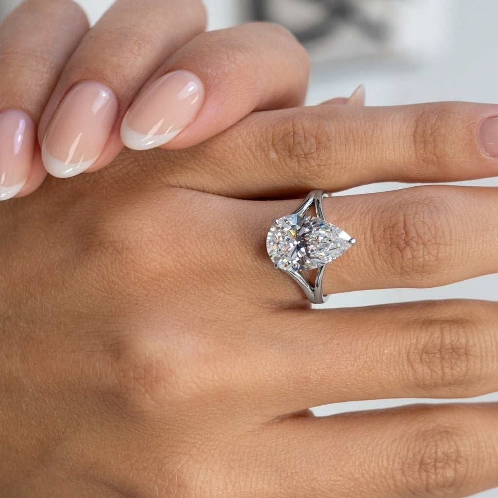 Clearance 5.00CT IGI Certified Lab Grown Pear Diamond Solitaire Engagement Ring