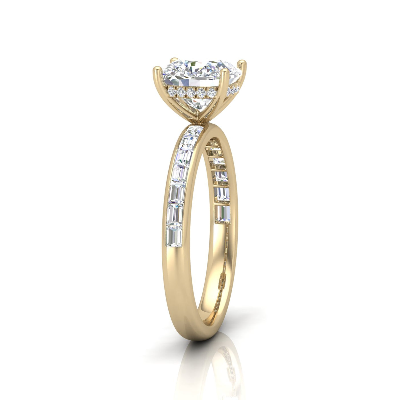 Classic Hidden Halo Channel Set Engagement Ring - Cushion