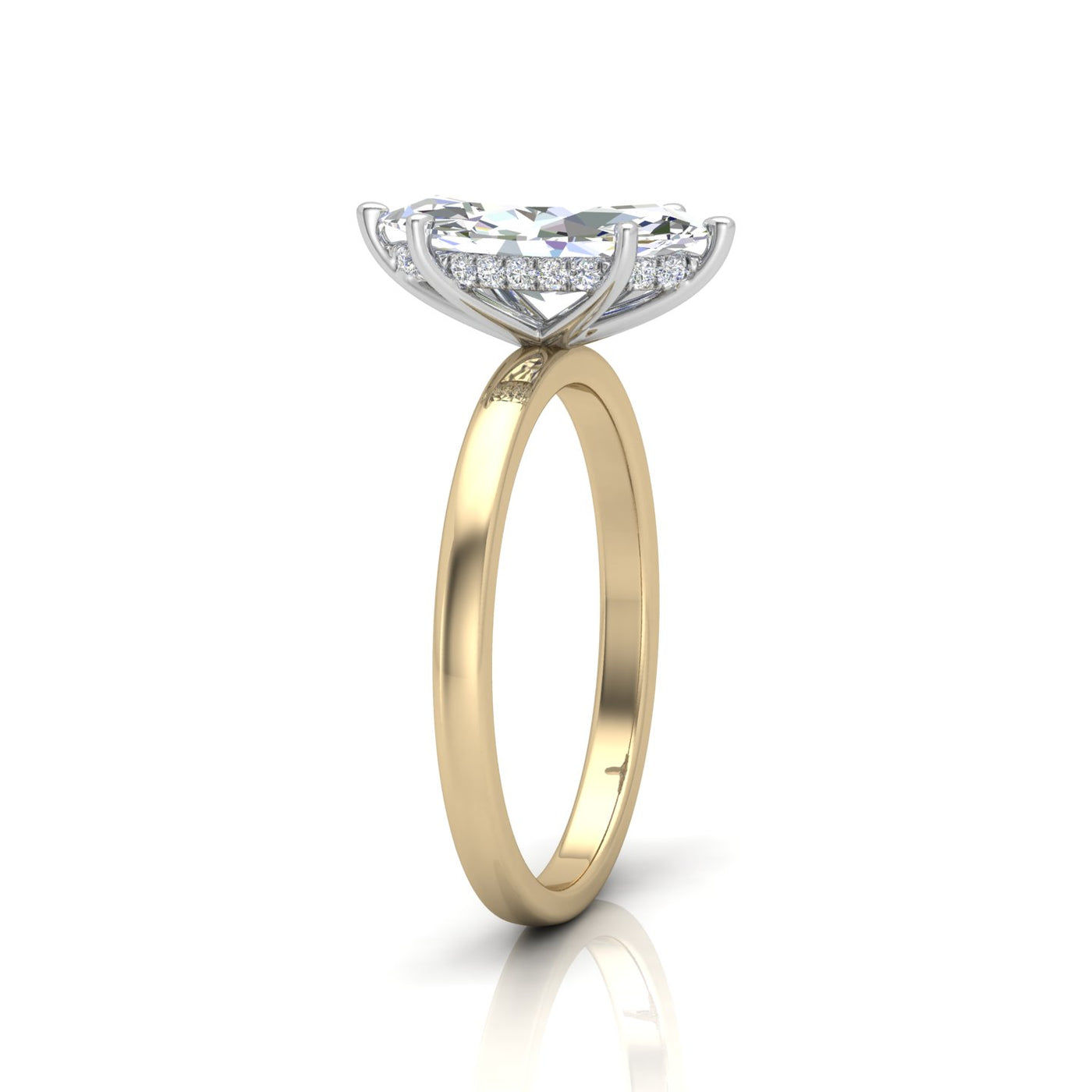 Classic Solitaire Hidden Halo Engagement Ring Marquise