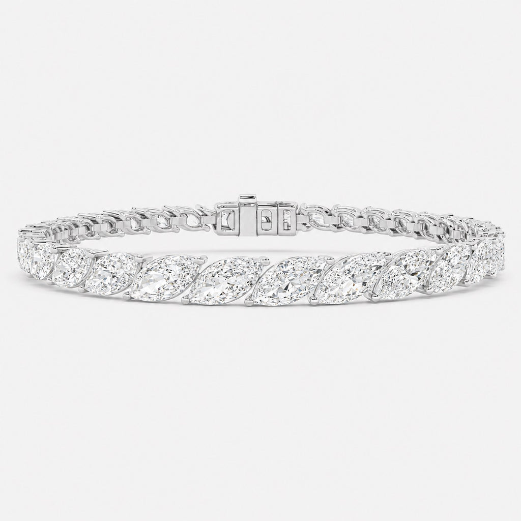 10.00 Carat Marquise Diamond Claw Setting Tennis Bracelet 9k Gold