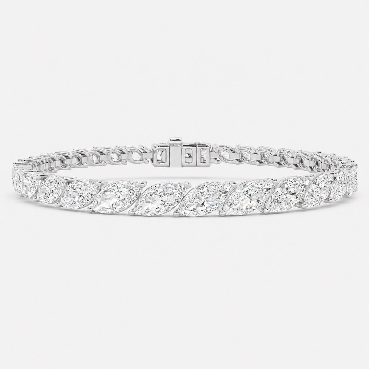 10.00 Carat Marquise Diamond Claw Setting Tennis Bracelet 9k Gold