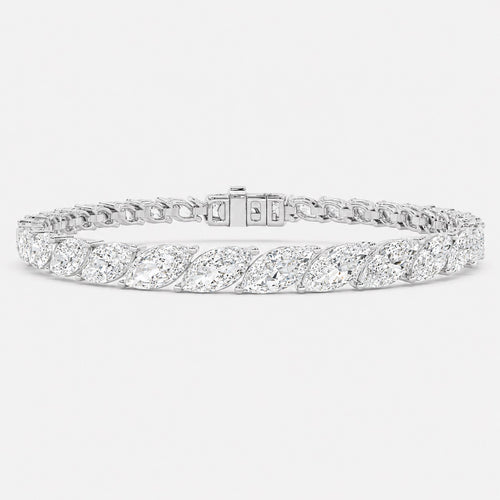 10.00ct Marquise Diamond Tennis Bracelet - 9k White Gold