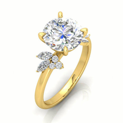 Clearance - IGI Certified 6.00ct - 7.00ct Lab Grown Round Diamond Trilogy Engagement Ring in 18k Yellow Gold