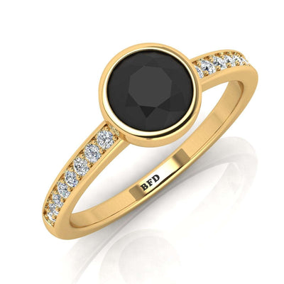 1.20 Carat Bezel Set AAA Black Diamond Solitaire engagement Ring