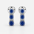 0.50 Ct Natural Sapphire & Diamond Tower Earrings In Gold