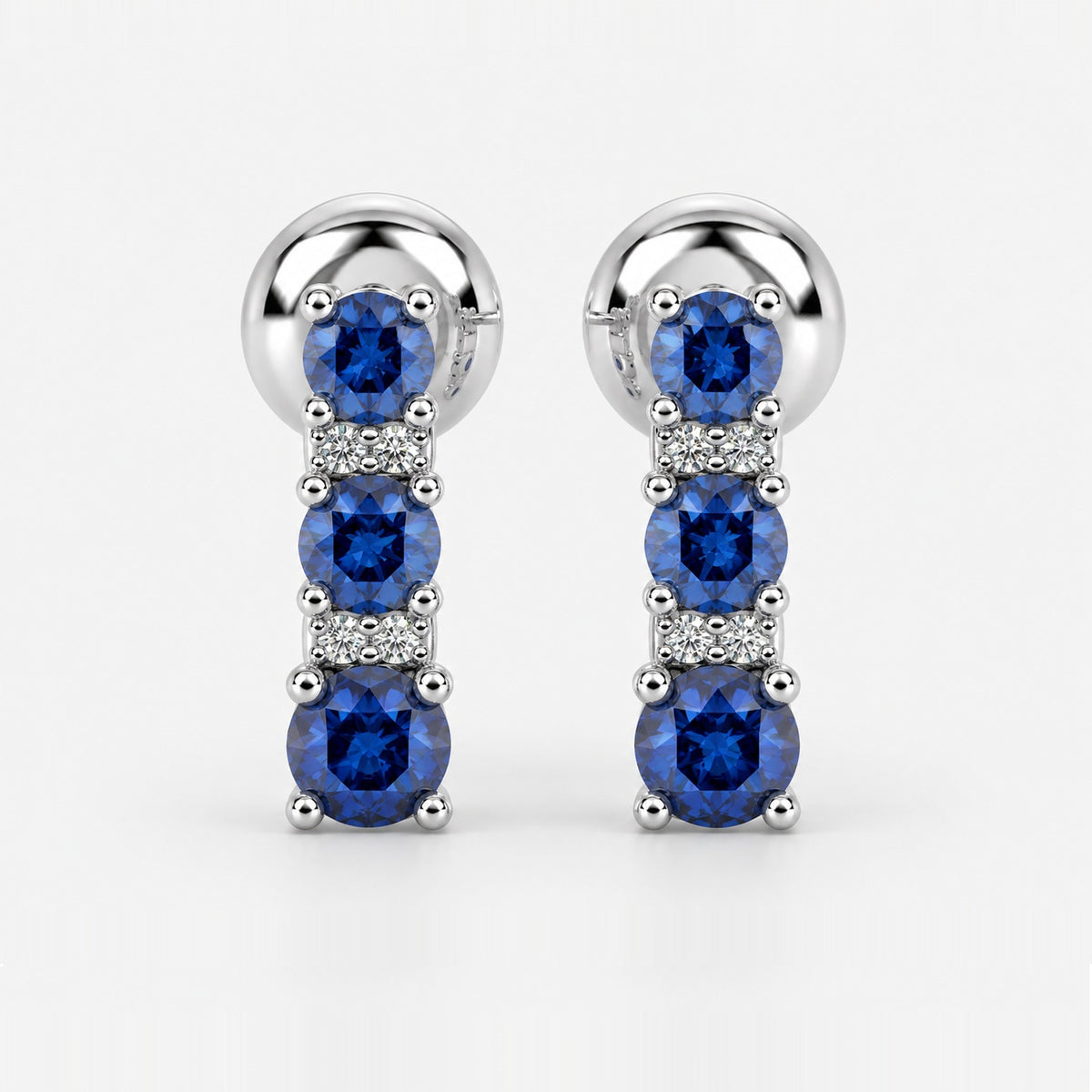 0.50 Ct Natural Sapphire & Diamond Tower Earrings In Gold
