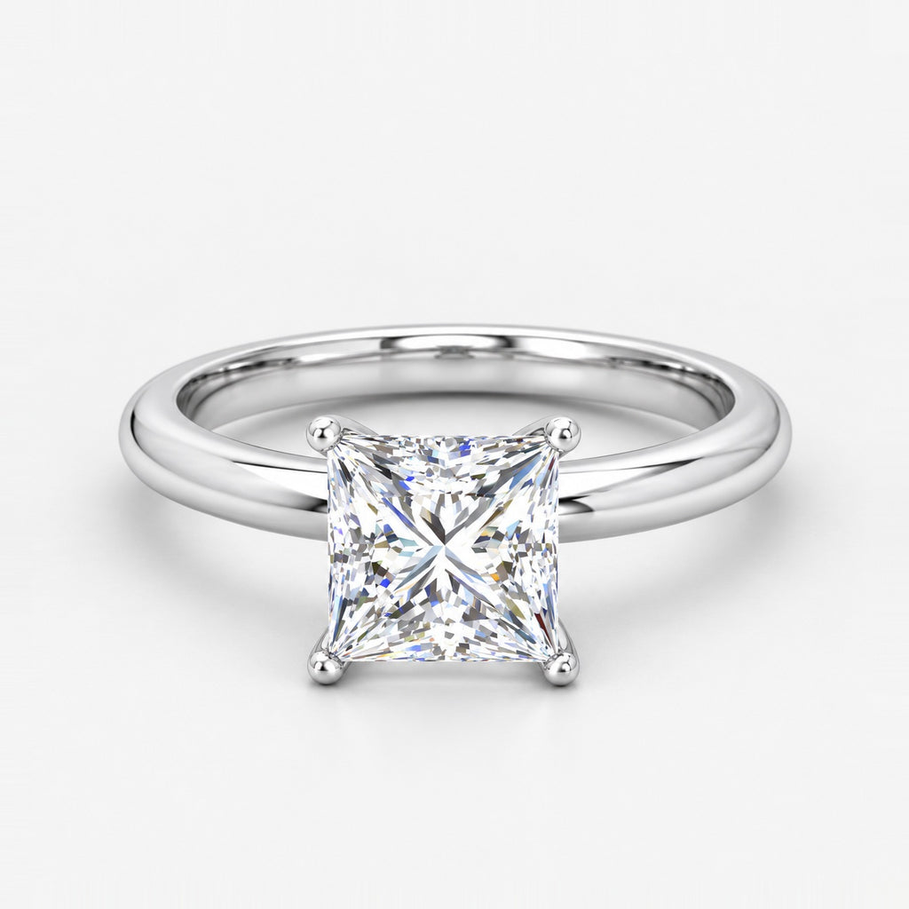 2.00Ct Solitaire Engagement Women's Ring Princess Diamond IGI Certified in Gold & Platinum