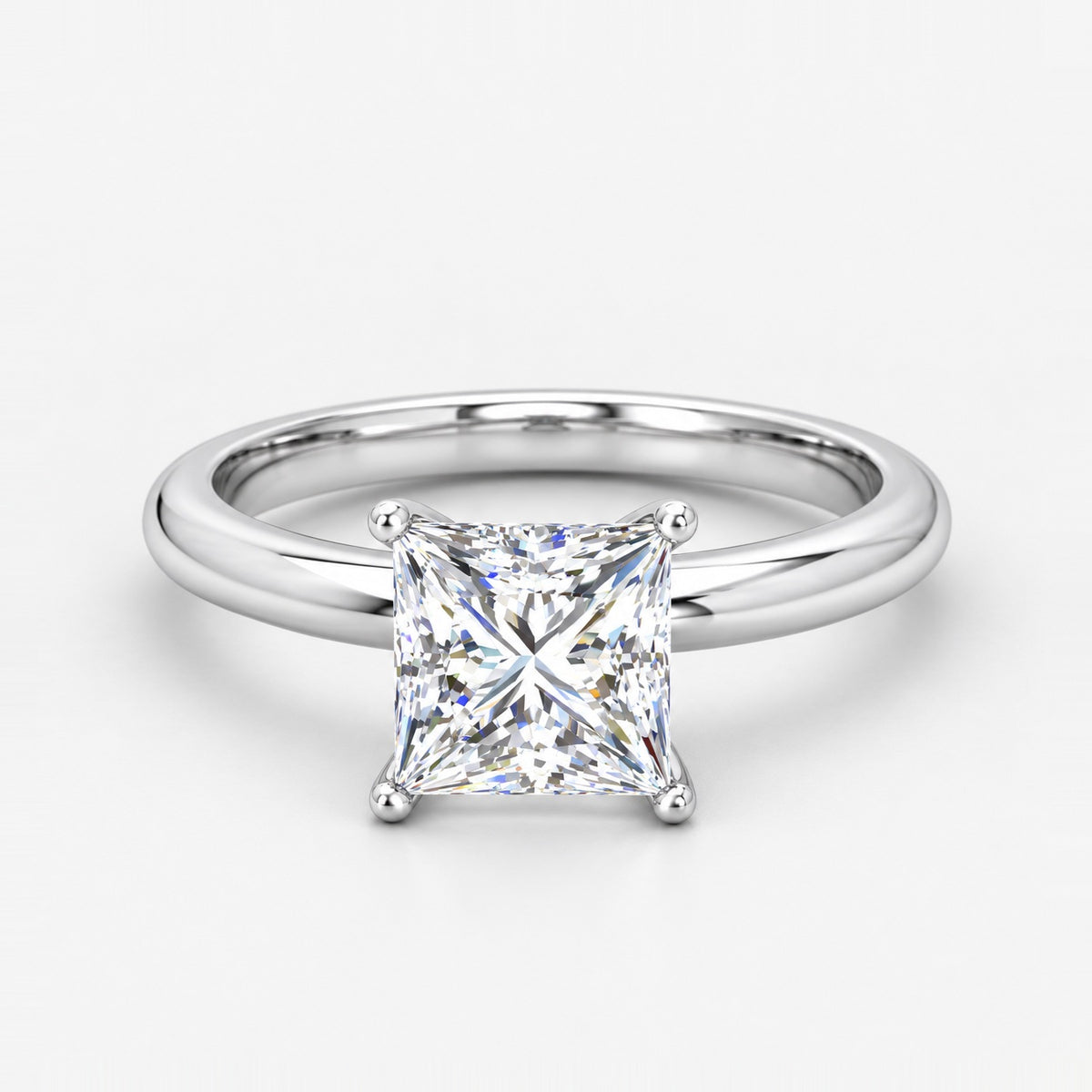 2.00Ct Solitaire Engagement Women's Ring Princess Diamond IGI Certified in Gold & Platinum