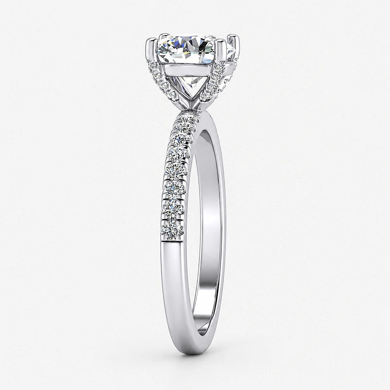 IGI Certified Lab Grown Round Brilliant Cut Diamond Pavé Solitaire Engagement Ring in Gold & Platinum – 1–5Ct