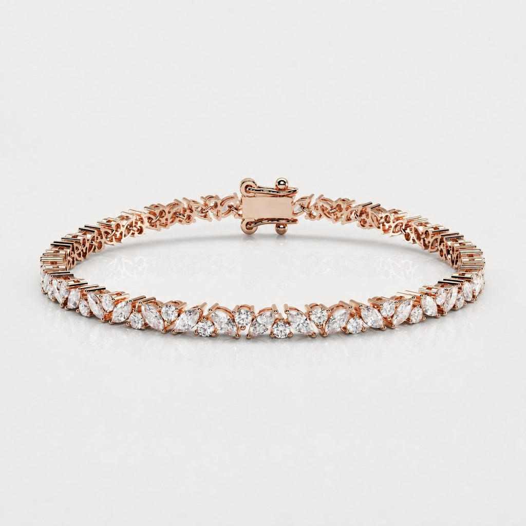 10.00ct Round Diamond Tennis Bracelet - 9k Rose Gold