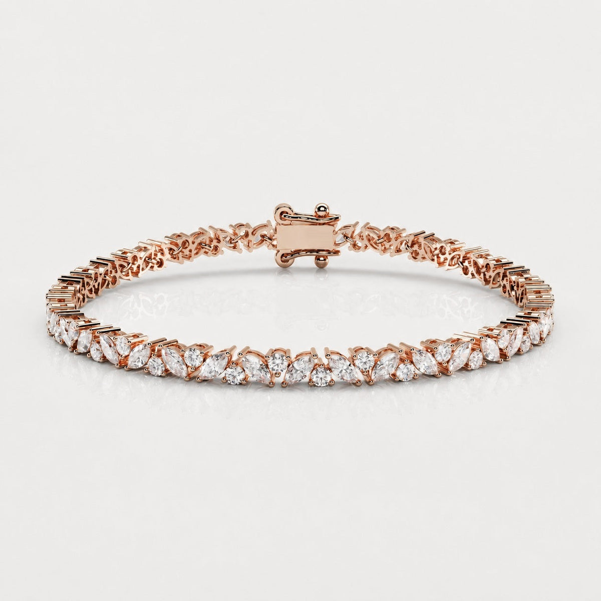 10.00ct Round Diamond Tennis Bracelet - 9k Rose Gold