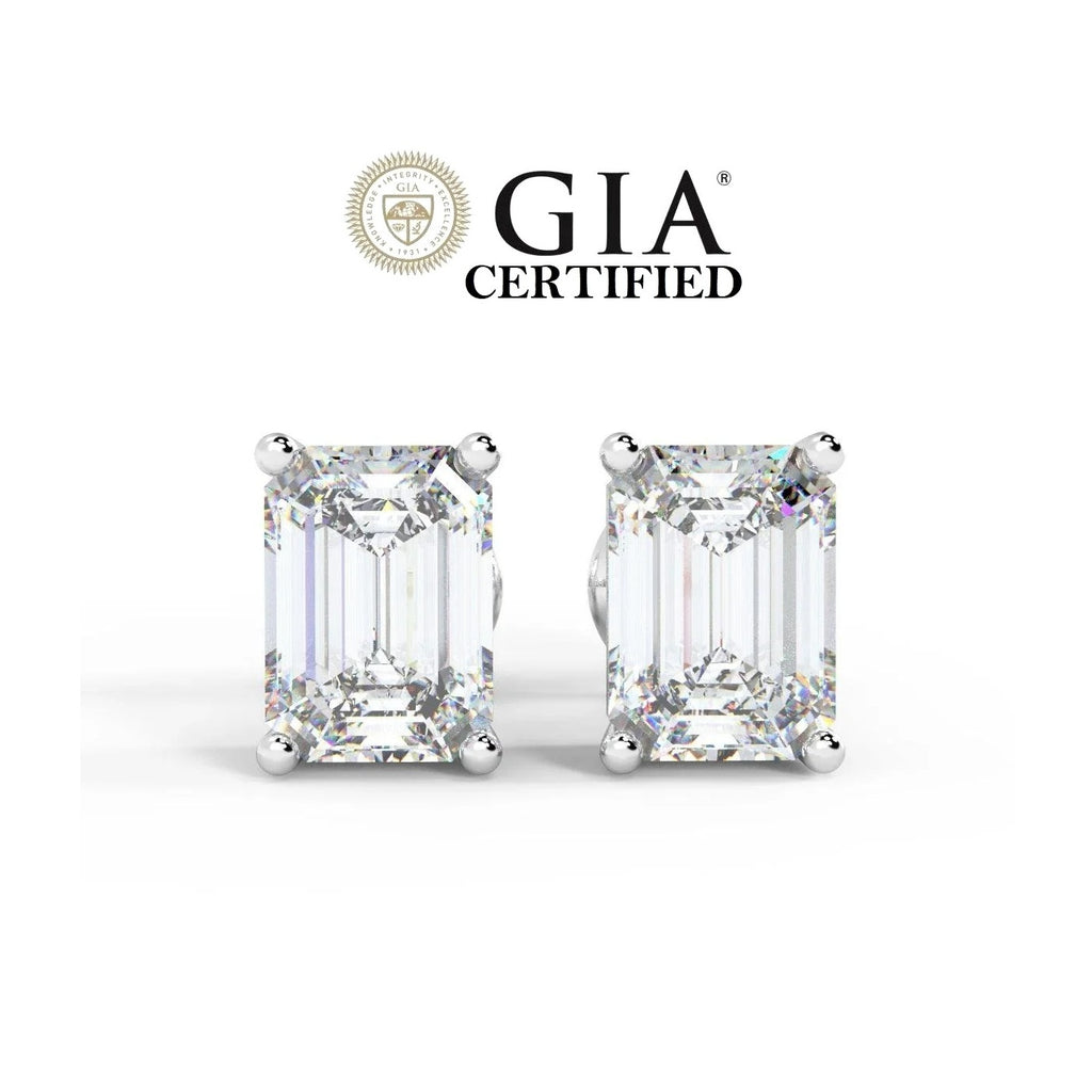 GIA Certified 2.00Ct E-F/VVS2 Emerald Diamonds Stud Earring In Platinum