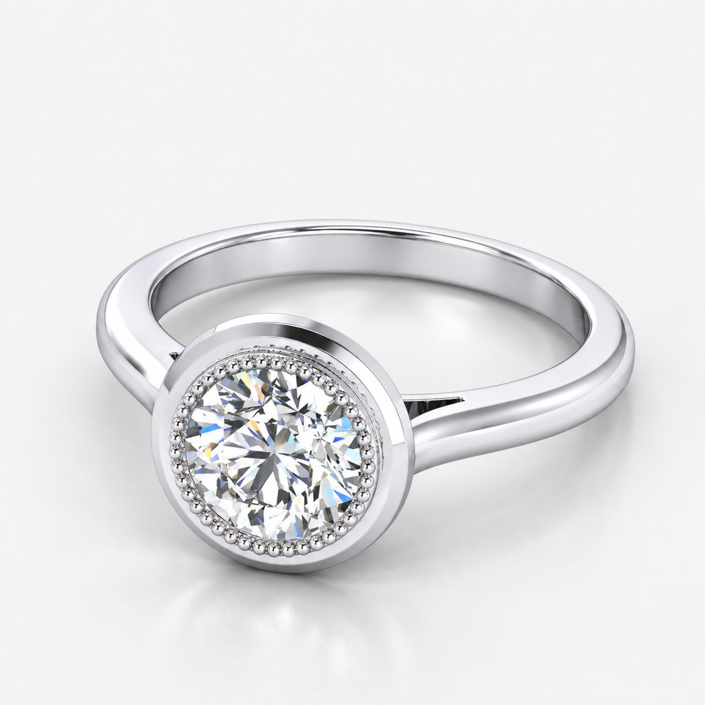 IGI Certified 2.00Ct Classic Milgrain Set Solitaire Engagement Ring in Gold & Platinum